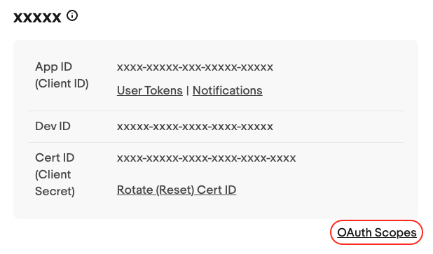 Figure showing link to screen of OAuth scopes